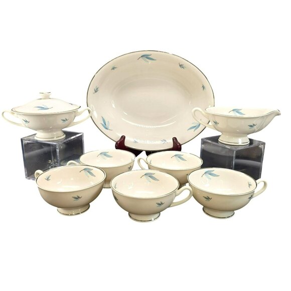 Celeste Syracuse China Tea Cups Sugar Creamer and Oval Bowl Set JJ3829 - Picture 1 of 16